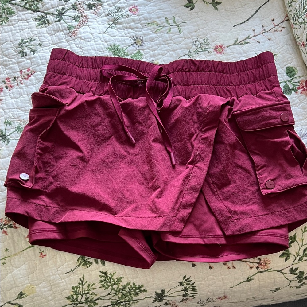 Maroon/Red Popflex Hiking Superskort Cargo Skort